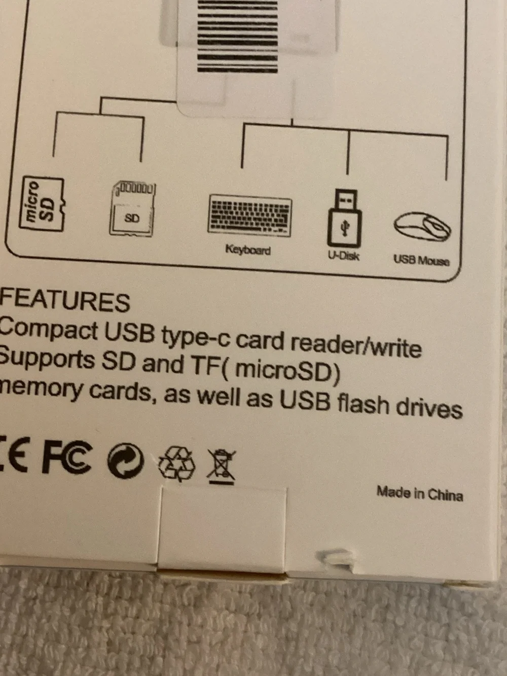 Amazon White USB-C to USB SD/Micro SD Card Reader Adapter